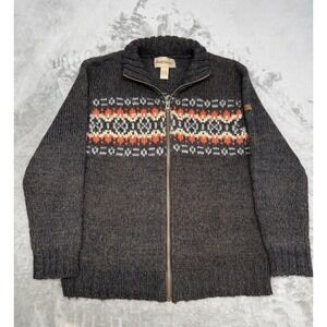 Vintage Ruff Hewn Wool Zip Sweater Jacket Mens Large Fair Isle Cardigan 90s Y2K